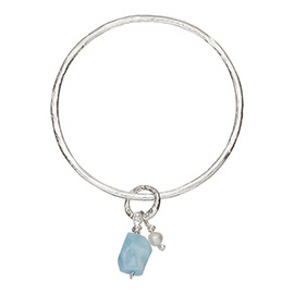 JR6AQ Melted bangle with large aquamarine and pearl