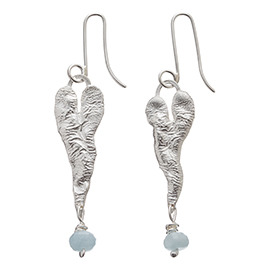 JR7AQ Melted heart earrings with aquamarine