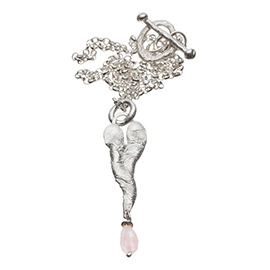 JR9RQ Melted heart necklace with rose quartz