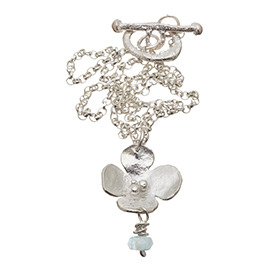 JR10AQ Melted flower necklace with aquamarine