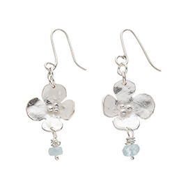 JR11AQ Melted flower earrings with aquamarine