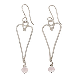 JR16RQ Small heart earrings with rose quartz