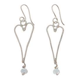 JR16AQ Small heart earrings with aquamarine