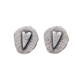 BH3 Hammered earrings with small black heart
