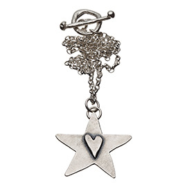 BH5 Hammered star pendant with black heart