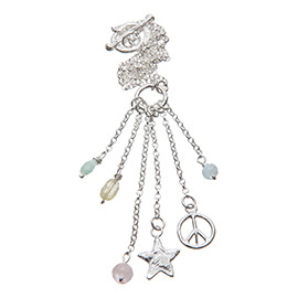 PL1 Peace sign and star necklace with semi-precious stones