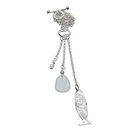 PL2 Fish necklace with semi-precious stone and sea glass