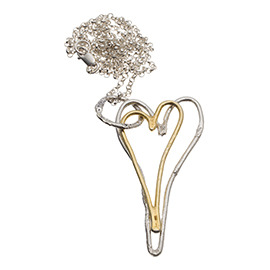 SG1 Melted silver and gold vermeil heart long necklace