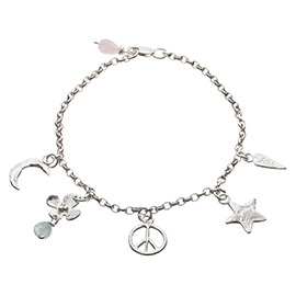 PL3 Peace Sign and Star Ankle Chain with 5 Charms